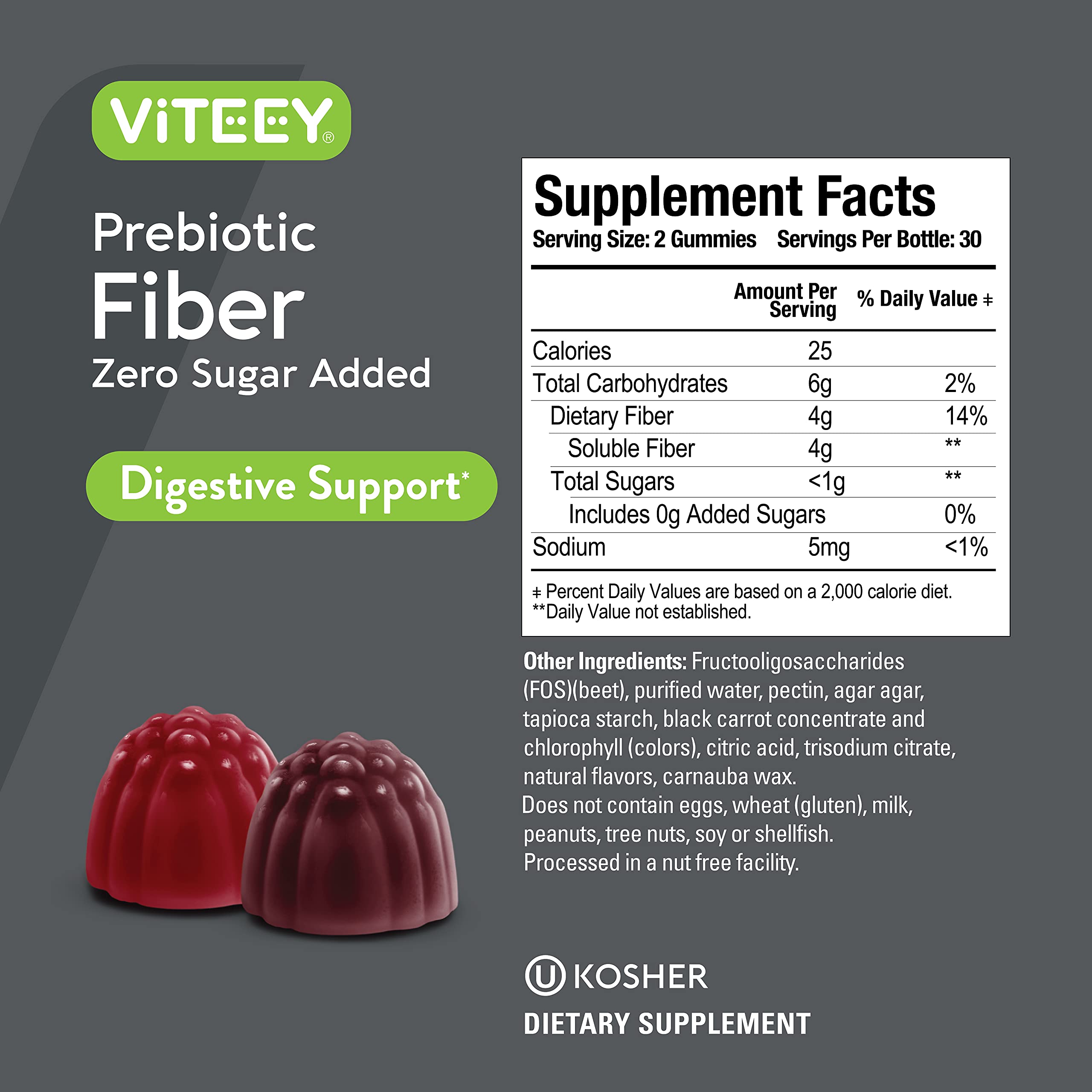 Foto 5 pulgar | Suplemento De Fibra Gummies Viteey Prebiotic 4g Para Adultos - Venta Internacional.