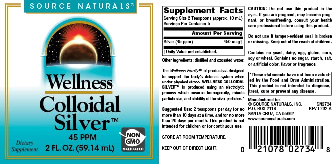 Foto 5 pulgar | Plata Coloidal Supplement Source Naturals Wellness 45 Ppm 6 - Venta Internacional.