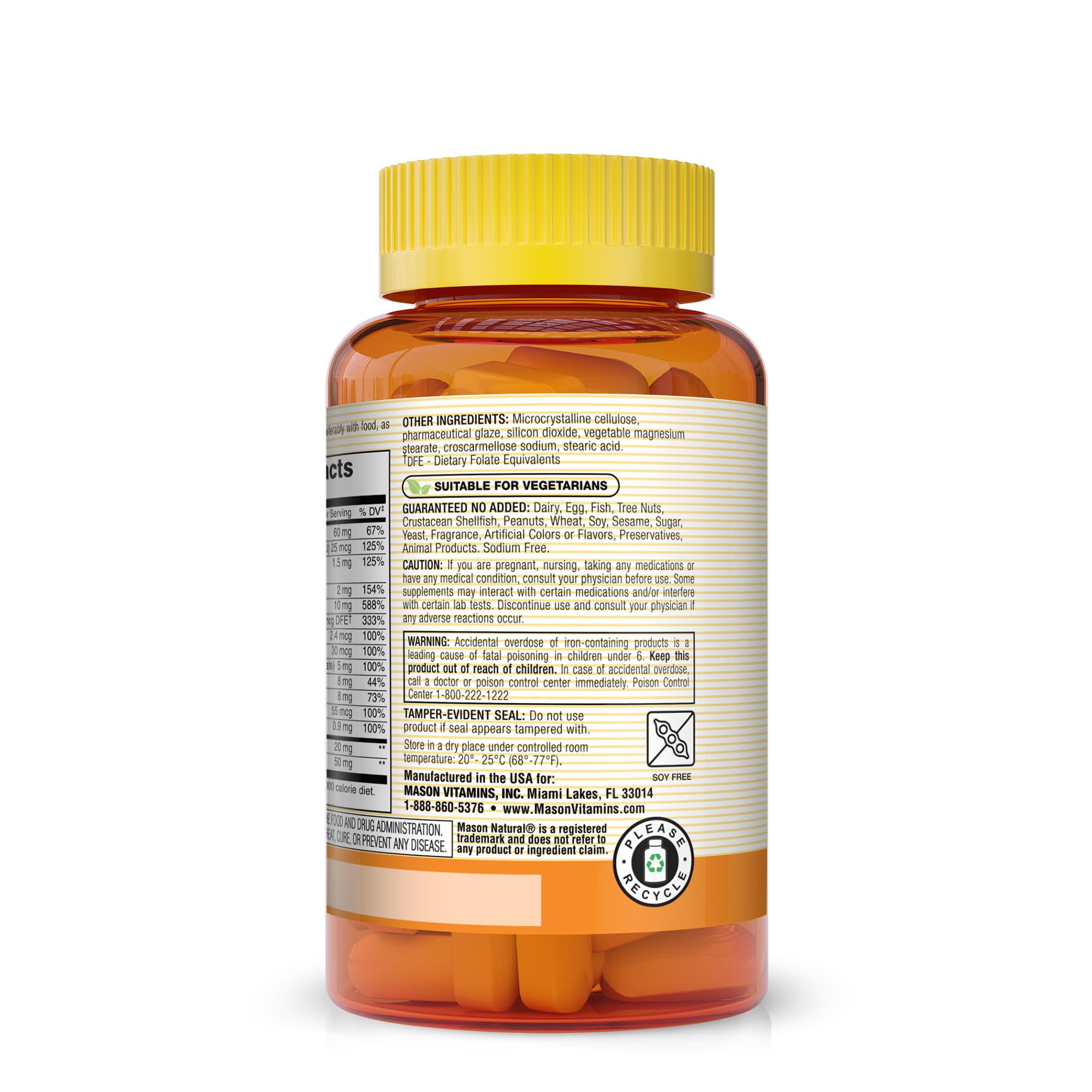 Foto 3 | Suplemento Multivitamínico Renal Mason Natural 100 Comprimidos - Venta Internacional.