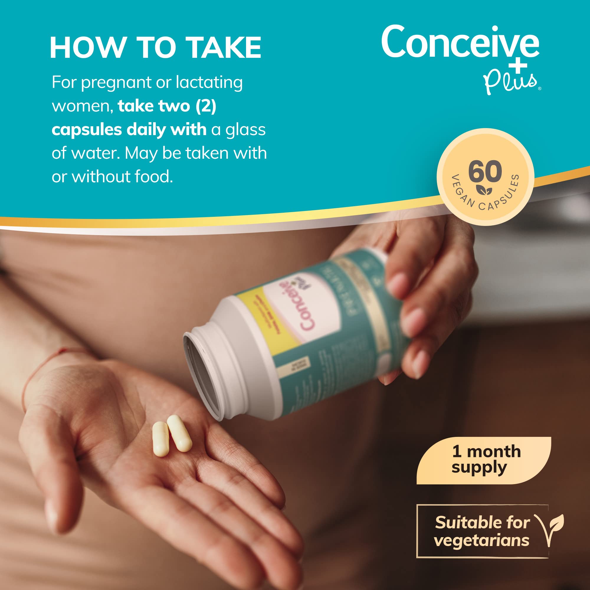 Foto 6 pulgar | Vitaminas Prenatales Conceive Plus Para Mujeres 60 Cápsulas - Venta Internacional.