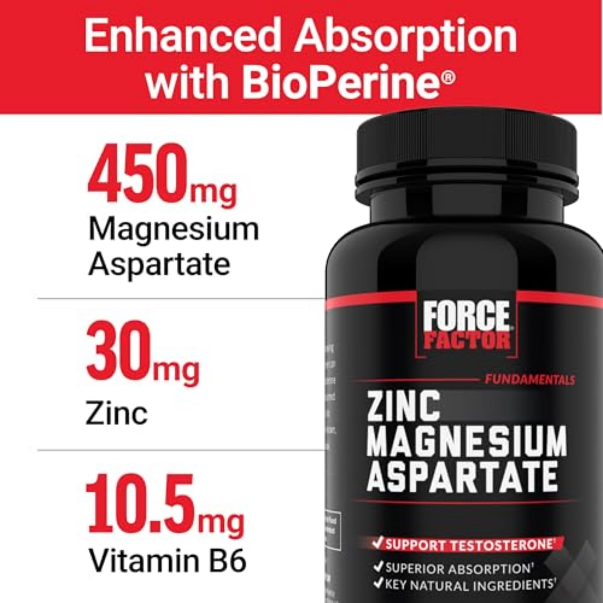 Foto 5 pulgar | Suplemento Force Factor, Aspartato De Zinc Y Magnesio, 60 Tabletas - Venta Internacional.