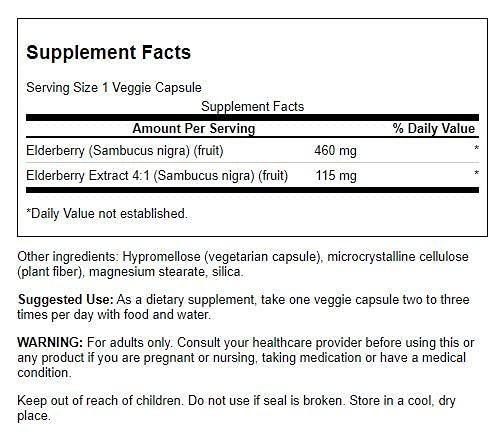 Foto 2 | Suplemento Swanson Elderberry 575 Mg 120 Cápsulas Vegetarianas - Venta Internacional.
