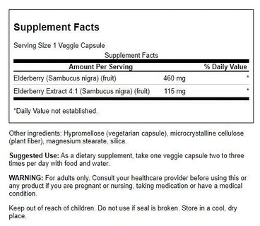 Foto 2 | Suplemento Swanson Elderberry 575 Mg 120 Cápsulas Vegetarianas - Venta Internacional.