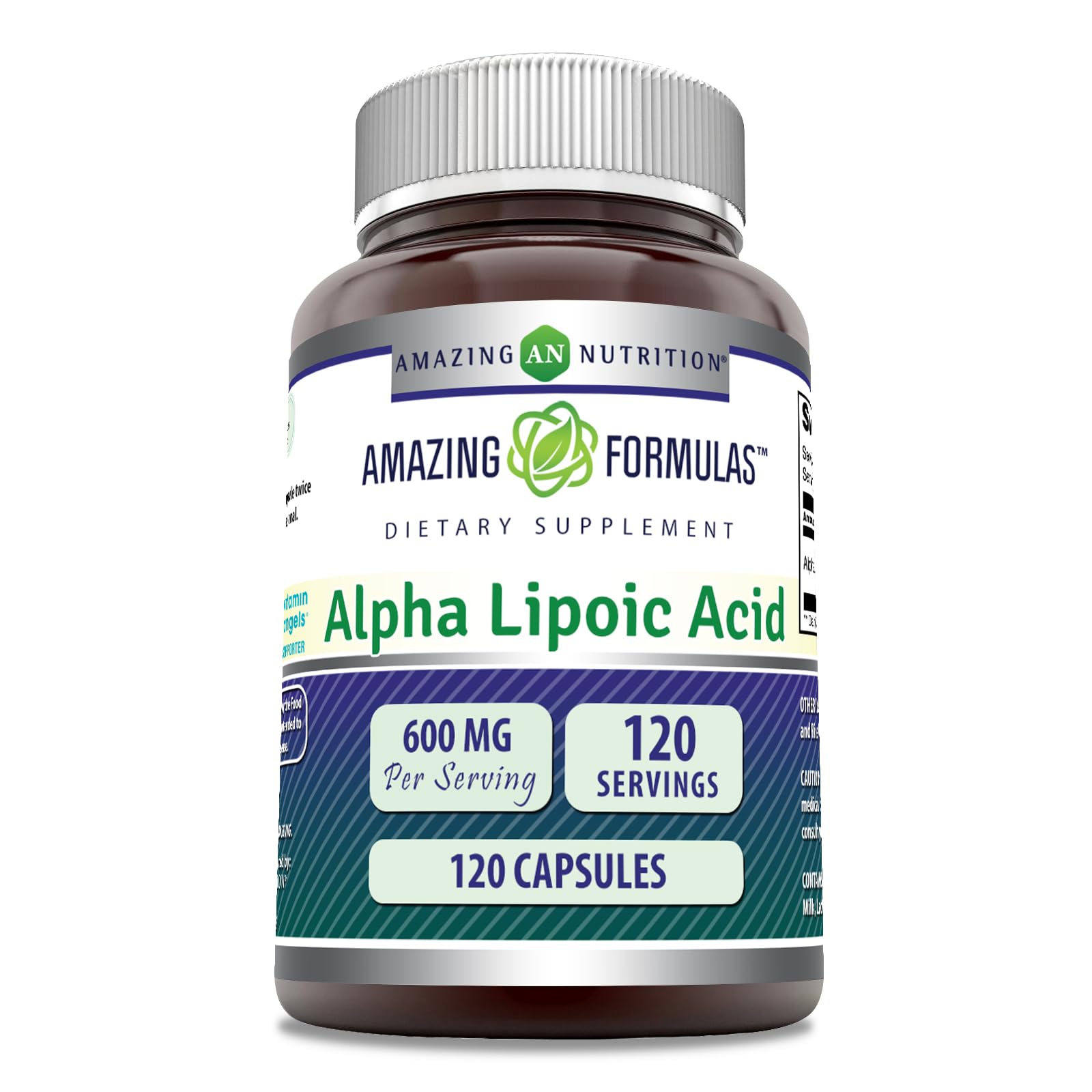Foto 2 pulgar | Suplemento De Ácido Alfa Lipoico De Amazing Formulas 600 Mg 120 Cápsulas - Venta Internacional.