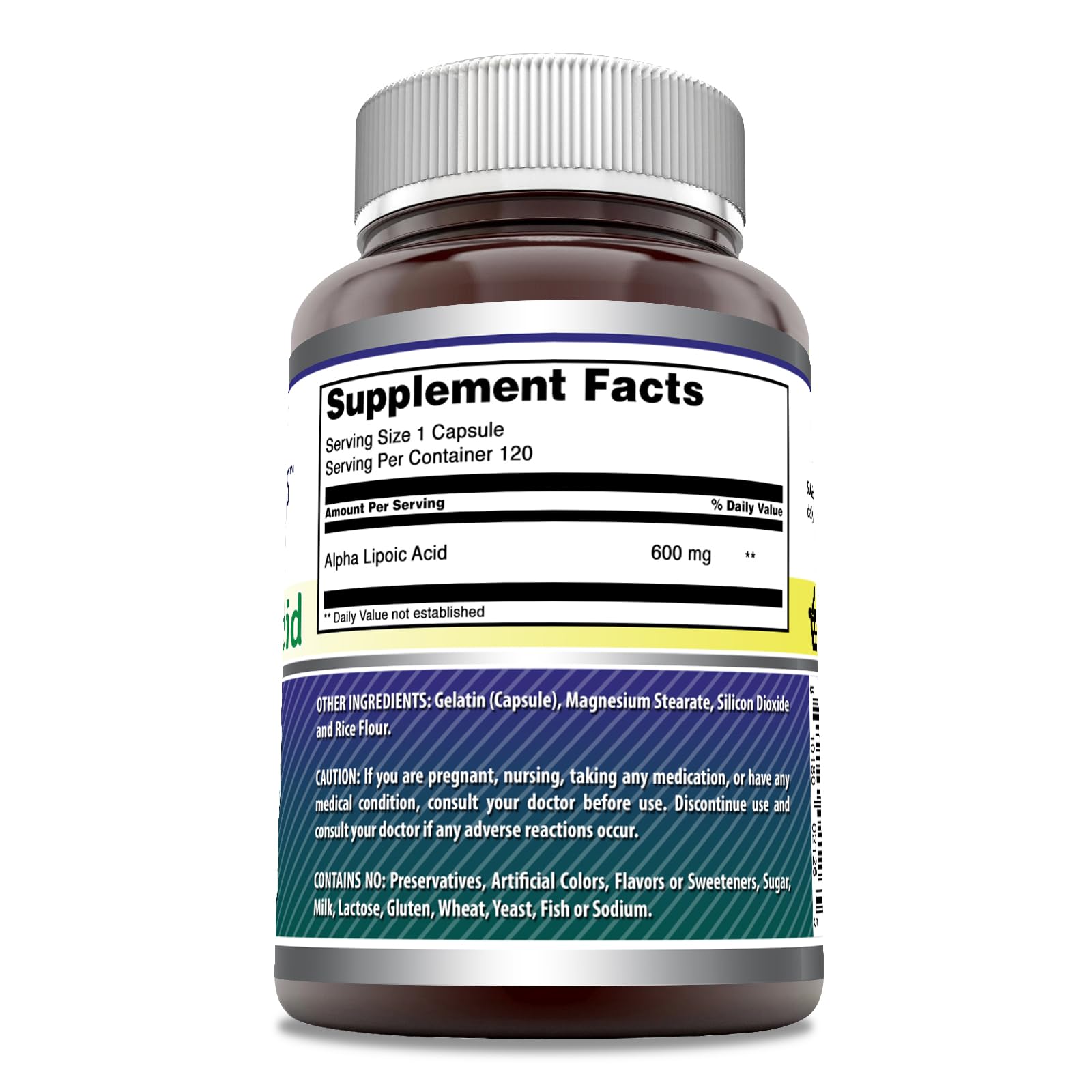 Foto 2 | Suplemento De Ácido Alfa Lipoico De Amazing Formulas 600 Mg 120 Cápsulas - Venta Internacional.