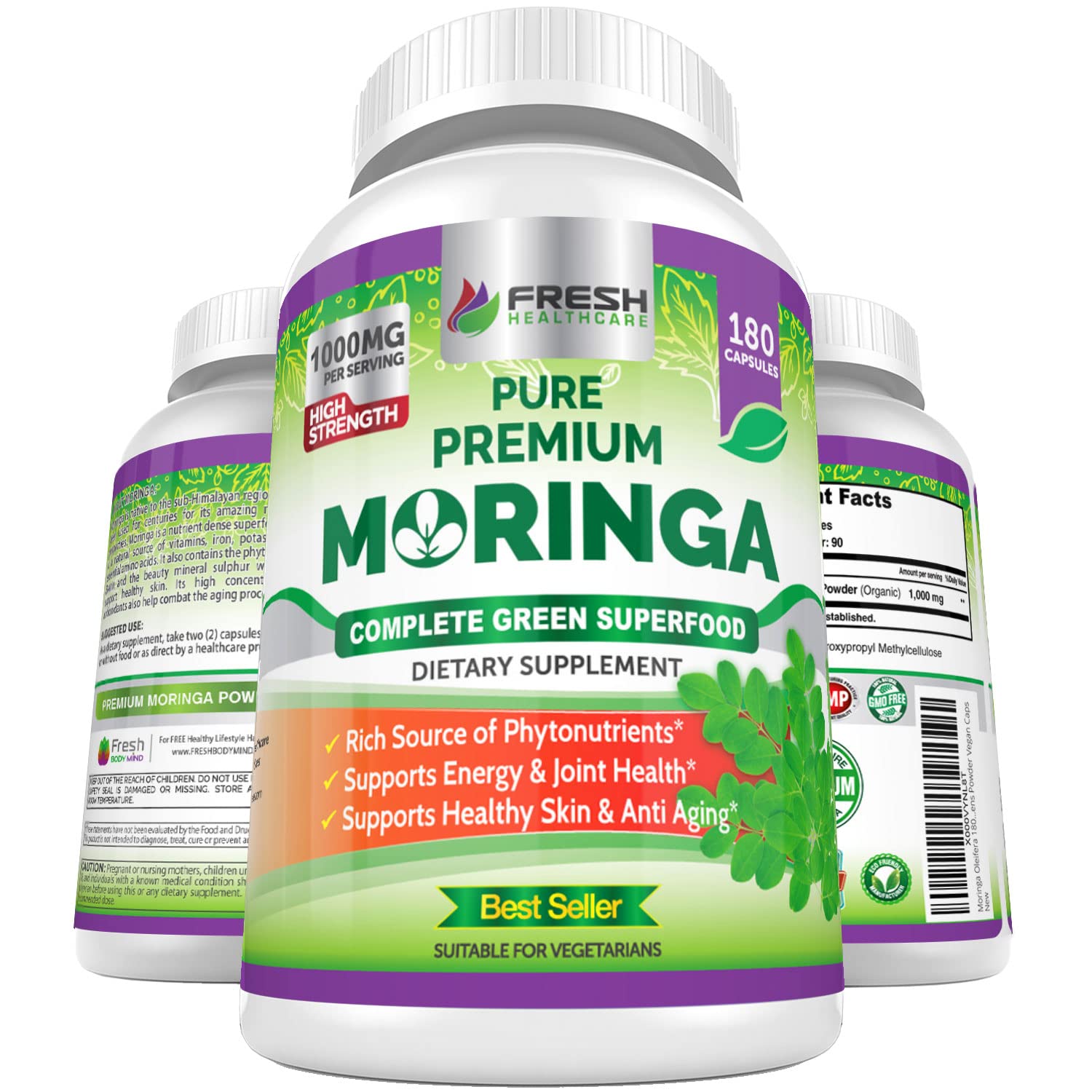 Foto 2 pulgar | Suplemento Fresh Healthcare Moringa Oleifera 180 Cápsulas - Venta Internacional.