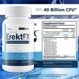 Foto 6 | Probiótico Erektfx Probióticos Masculinos 40 Mil Millones De Cfu Para Hombres - Venta Internacional.