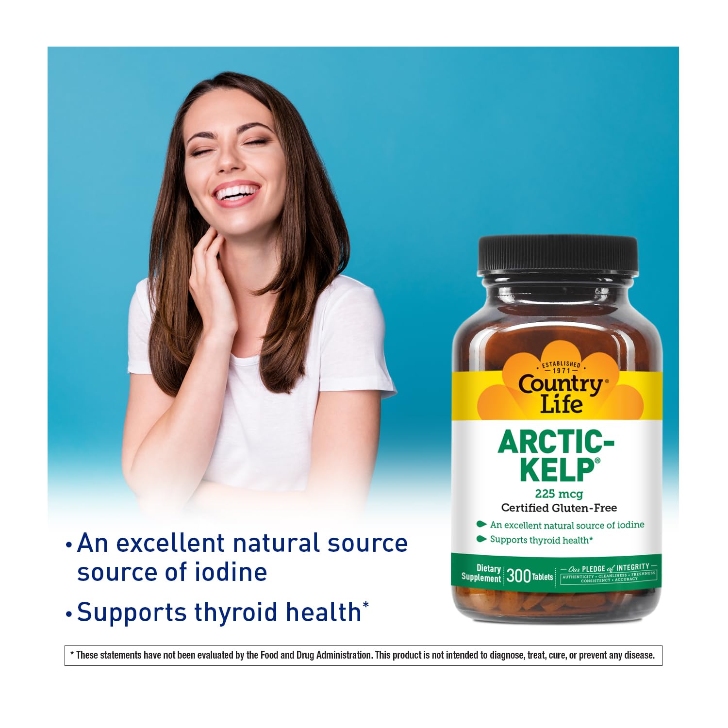 Foto 3 pulgar | Suplemento Country Life Arctic-kelp 225 Mcg Vegano 300 Comprimidos - Venta Internacional.