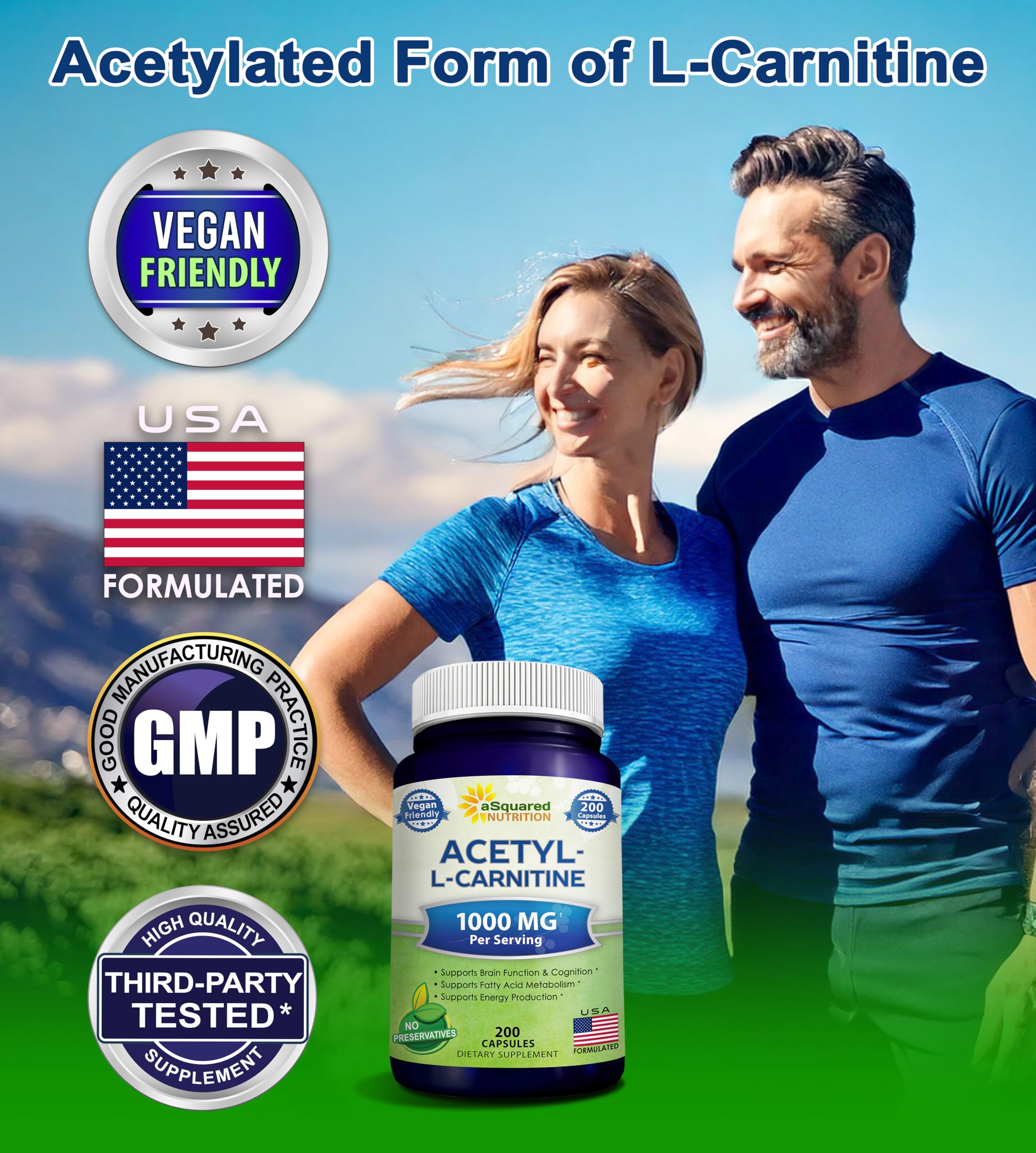 Foto 2 | Suplemento De Acetil L-carnitina De Squared Nutrition, 1000 Mg - Venta Internacional.