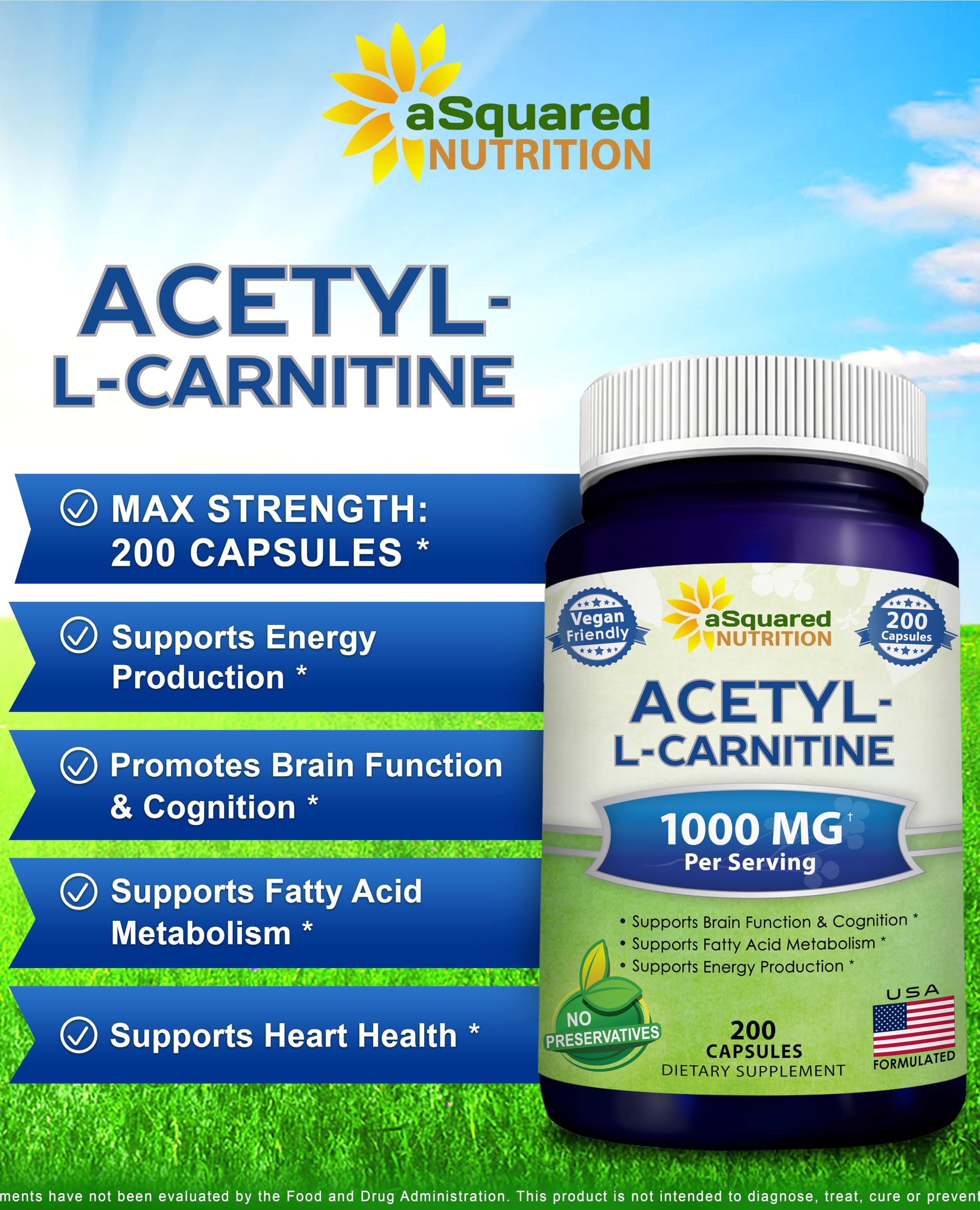 Foto 3 | Suplemento De Acetil L-carnitina De Squared Nutrition, 1000 Mg - Venta Internacional.