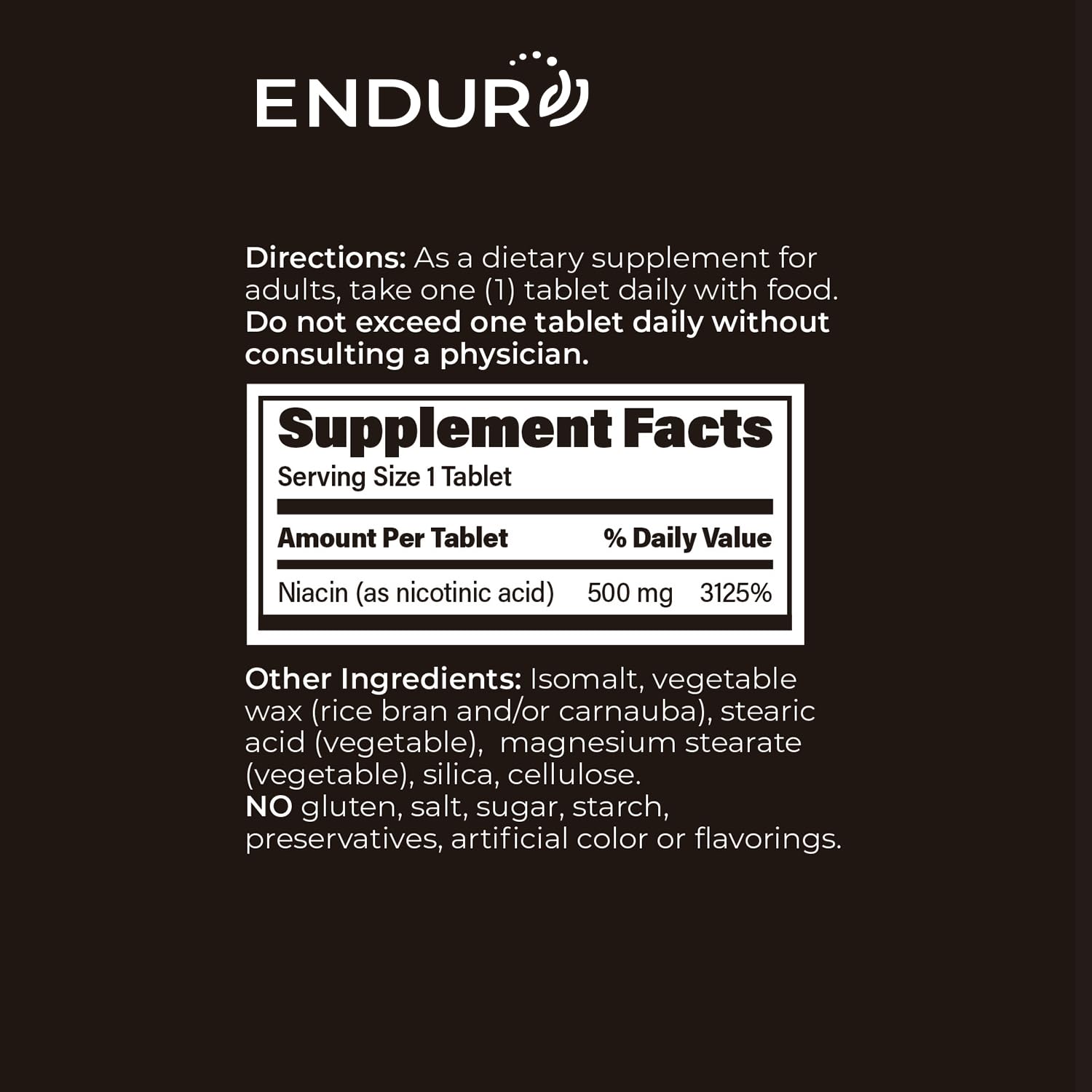 Foto 7 pulgar | Suplemento De Niacina B3 Simple De Endurance Products, 500 Mg X 100 Ta - Venta Internacional.