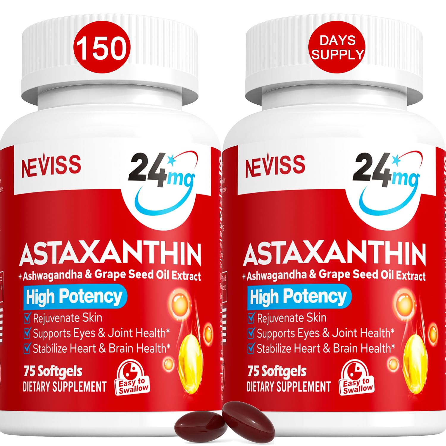 Foto 2 pulgar | Suplemento De Astaxantina Neviss 24 Mg Con Aceite Mct De Coco 150 Cápsulas Blandas - Venta Internacional.
