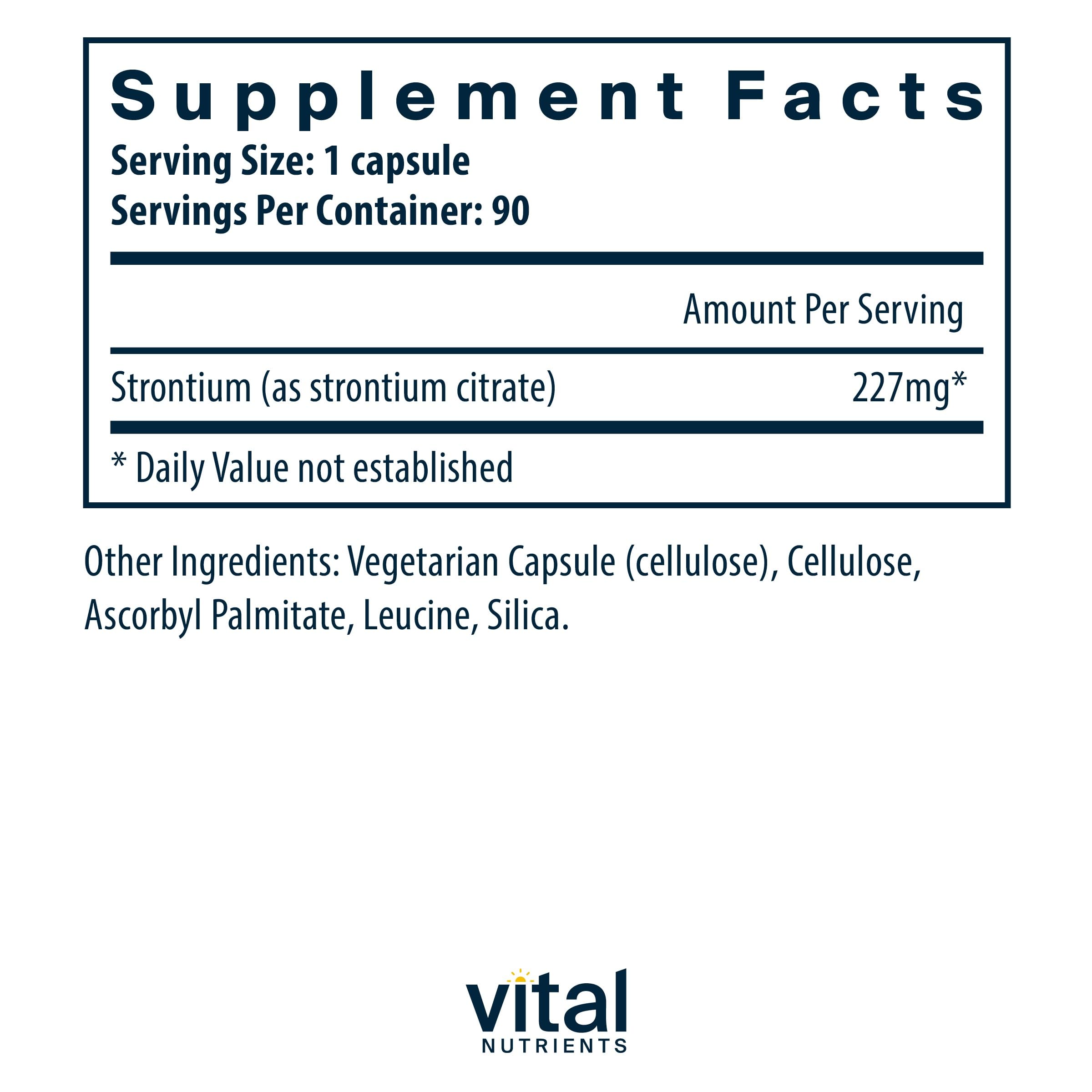 Foto 2 | Suplementos De Citrato De Estroncio De Vital Nutrients 227 Mg 90 Cápsulas - Venta Internacional.