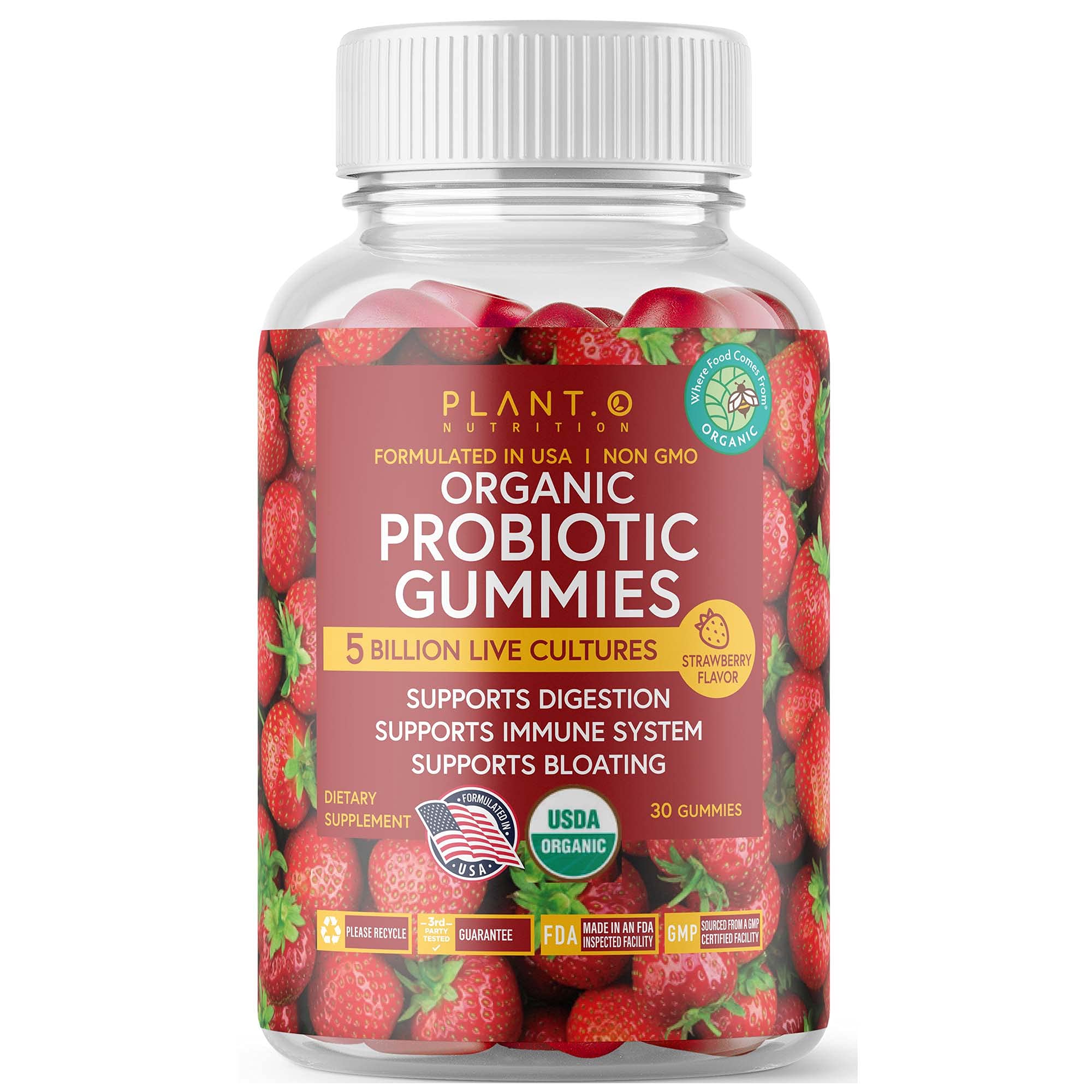 Foto 1 | Gomitas Probióticas Plant.o Con Sabor A Fresa Orgánica, 30 Unidades - Venta Internacional.