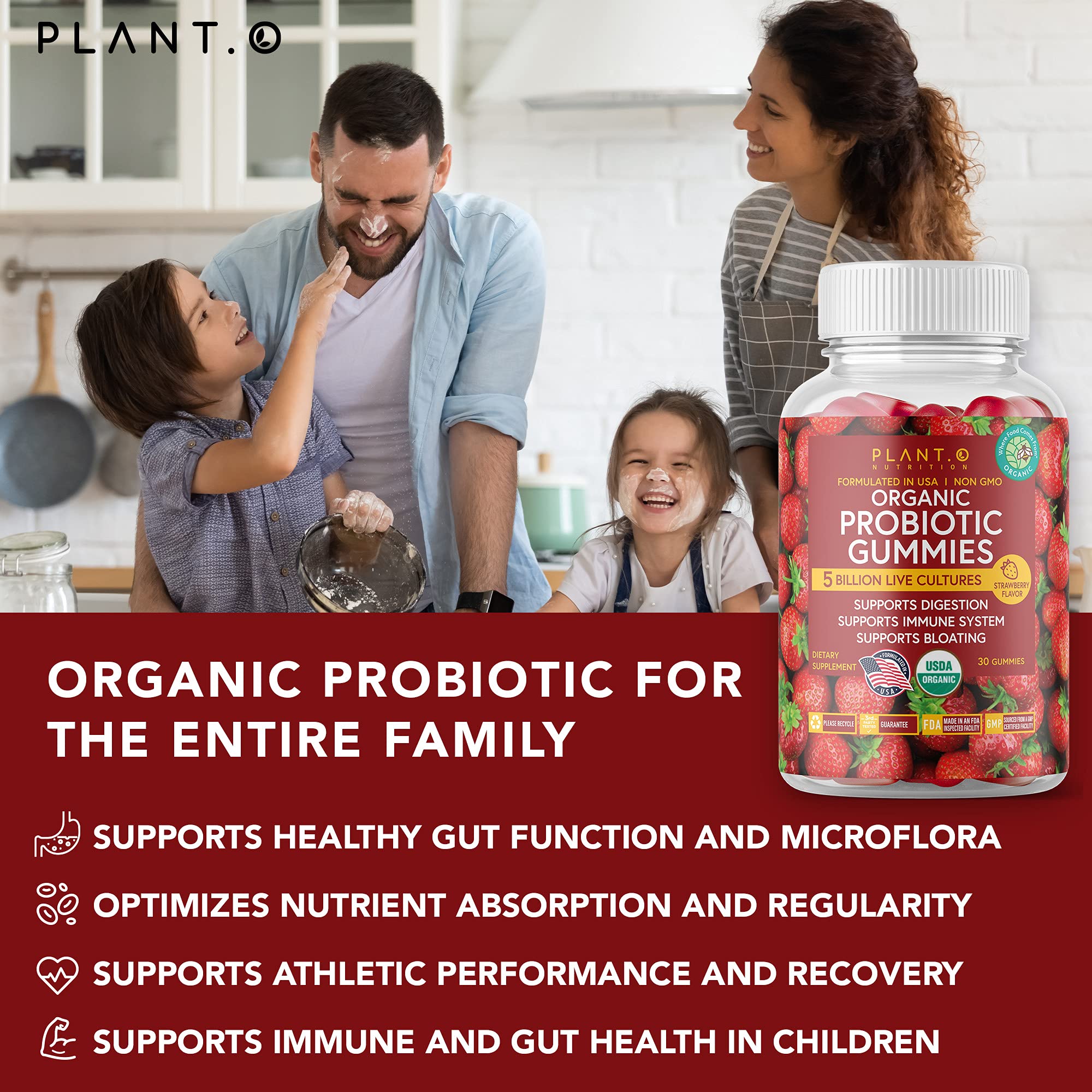 Foto 4 | Gomitas Probióticas Plant.o Con Sabor A Fresa Orgánica, 30 Unidades - Venta Internacional.