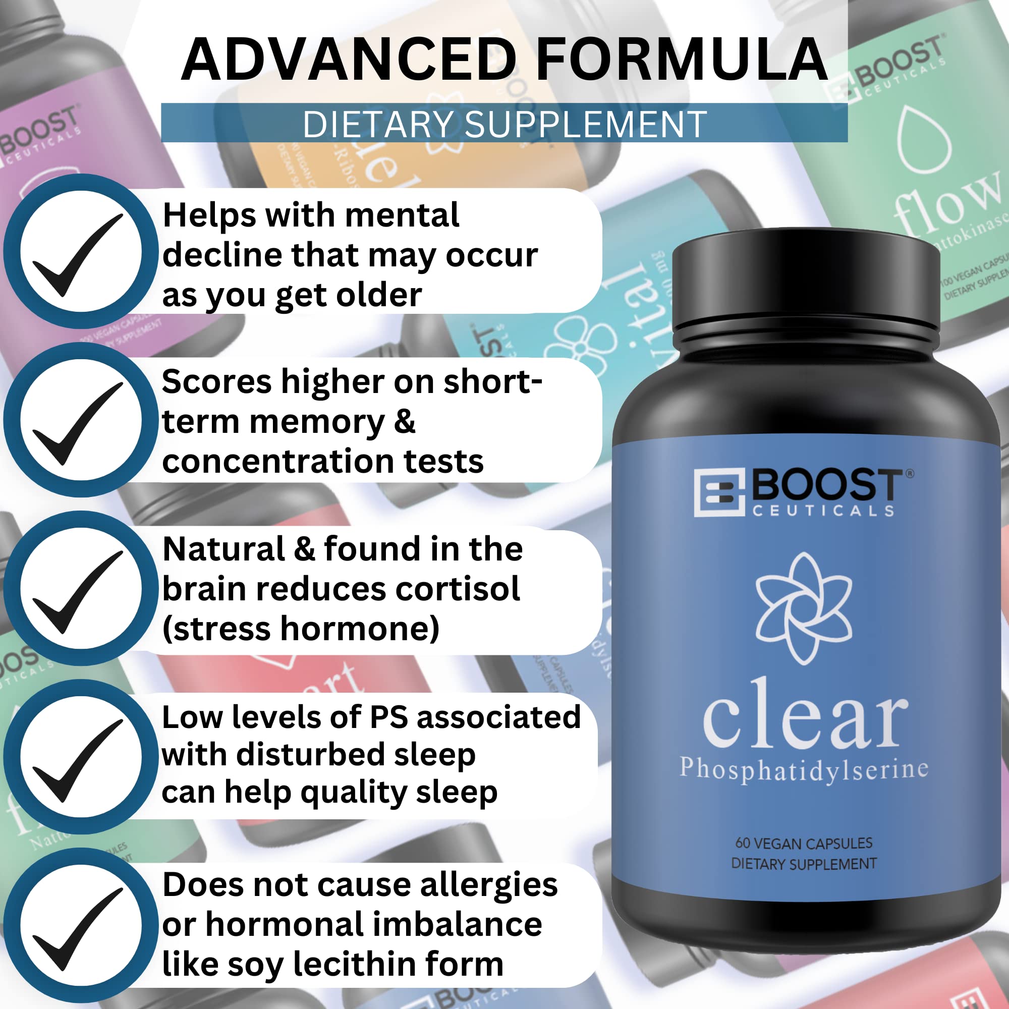 Foto 3 pulgar | Suplemento Boostceuticals Premium De Fosfatidilserina 500 Mg - Venta Internacional.