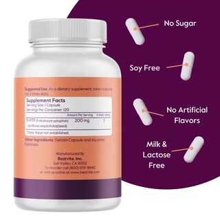 Foto 2 | Suplemento Bestvite 5-htp 200 Mg Por Cápsula (120 Cápsulas) - Venta Internacional.