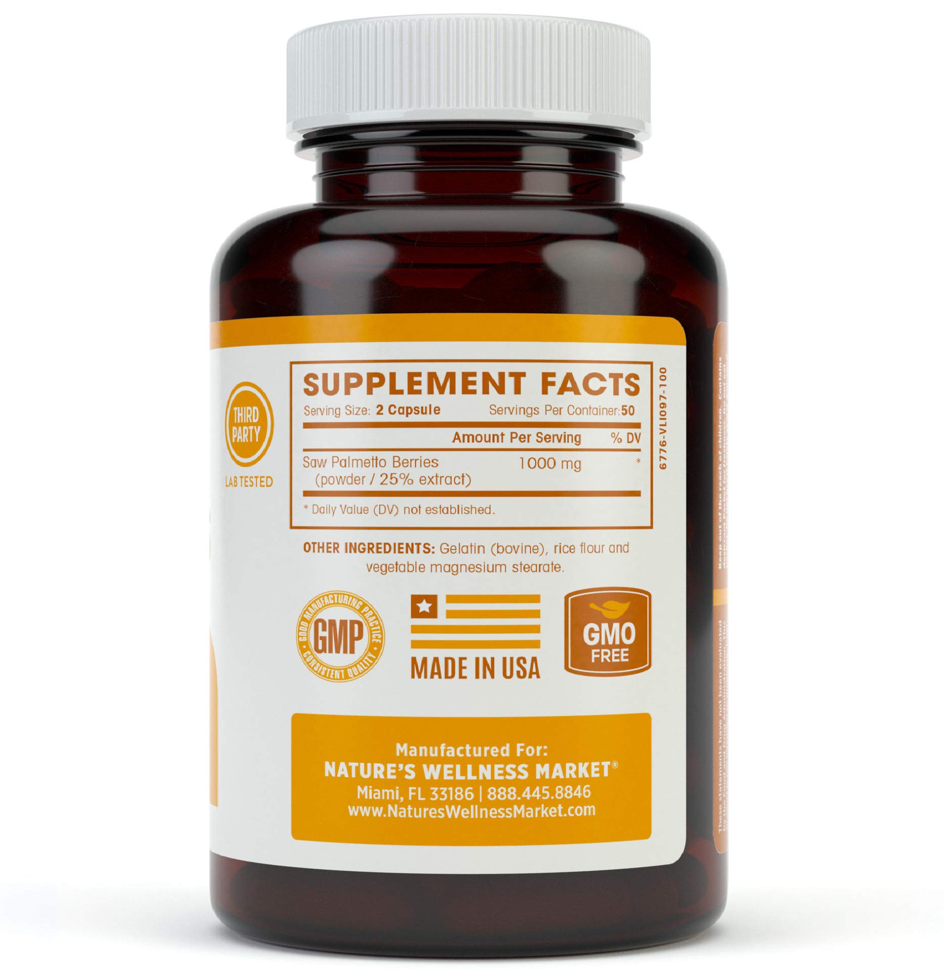 Foto 6 pulgar | Suplemento Natures Wellness Saw Palmetto 1000 Mg 100 Cápsulas - Venta Internacional.