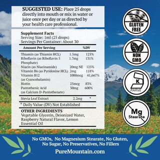 Foto 2 | Suplemento Del Complejo Líquido De Vitamina B De Pure Mountain Botanicals - Venta Internacional.