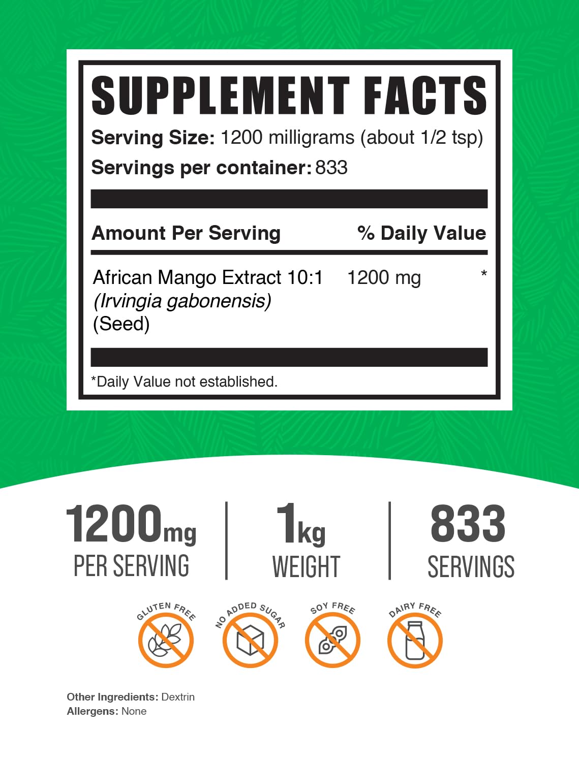 Foto 2 | Suplemento Bulksupplements.com Extracto De Mango Africano 1 Kg - Venta Internacional.