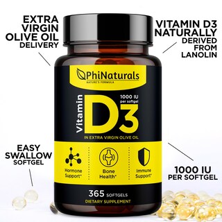 Foto 7 | Suplemento De Vitamina D3 De Phinaturals, 1000 Ui, Cápsulas Blandas, 365 Cápsulas - Venta Internacional.