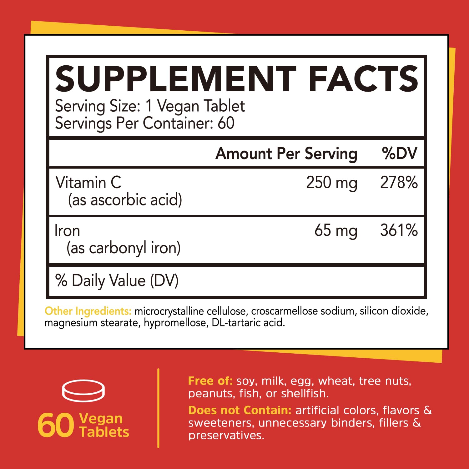 Foto 2 | Suplemento De Hierro Gutcha 65 Mg De Hierro Carbonílico Más Vitamina C 60 Unidades - Venta Internacional.