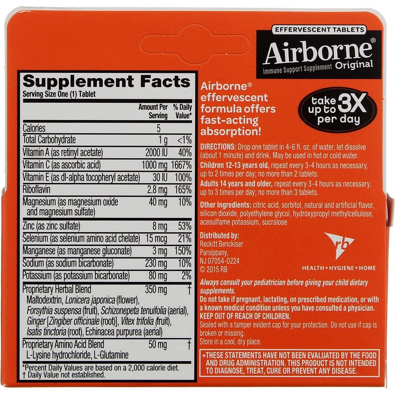 Foto 4 pulgar | Tabletas Efervescentes Airborne 1000 Mg de Vitamina C - Venta Internacional
