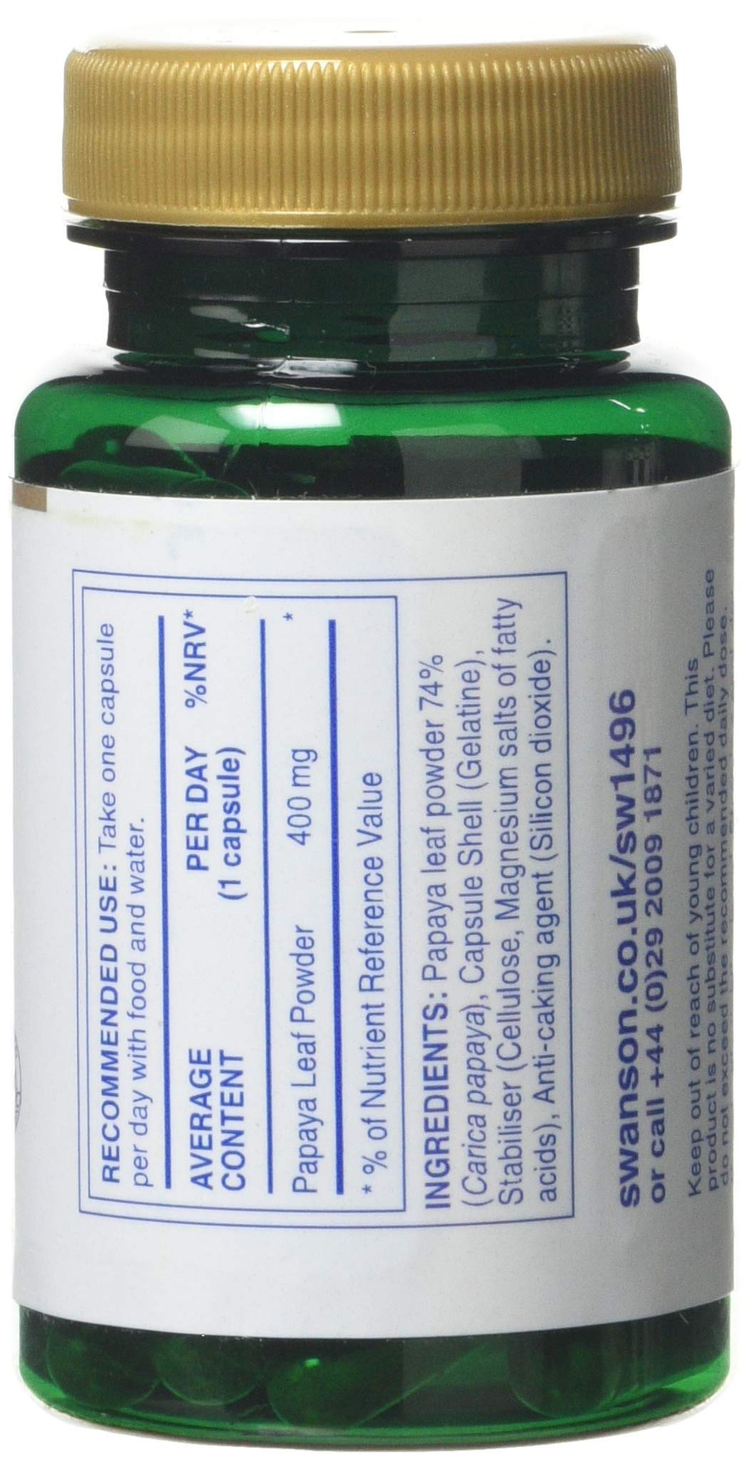 Foto 3 pulgar | Suplemento Swanson Full Spectrum Papaya Leaf 400 Mg 60 Cápsulas - Venta Internacional