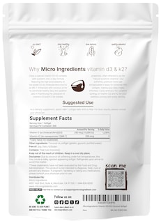 Foto 2 | Suplemento De Microingredientes: Vitamina D3, 5000 Ui Con K2, 100 Mcg - Venta Internacional.