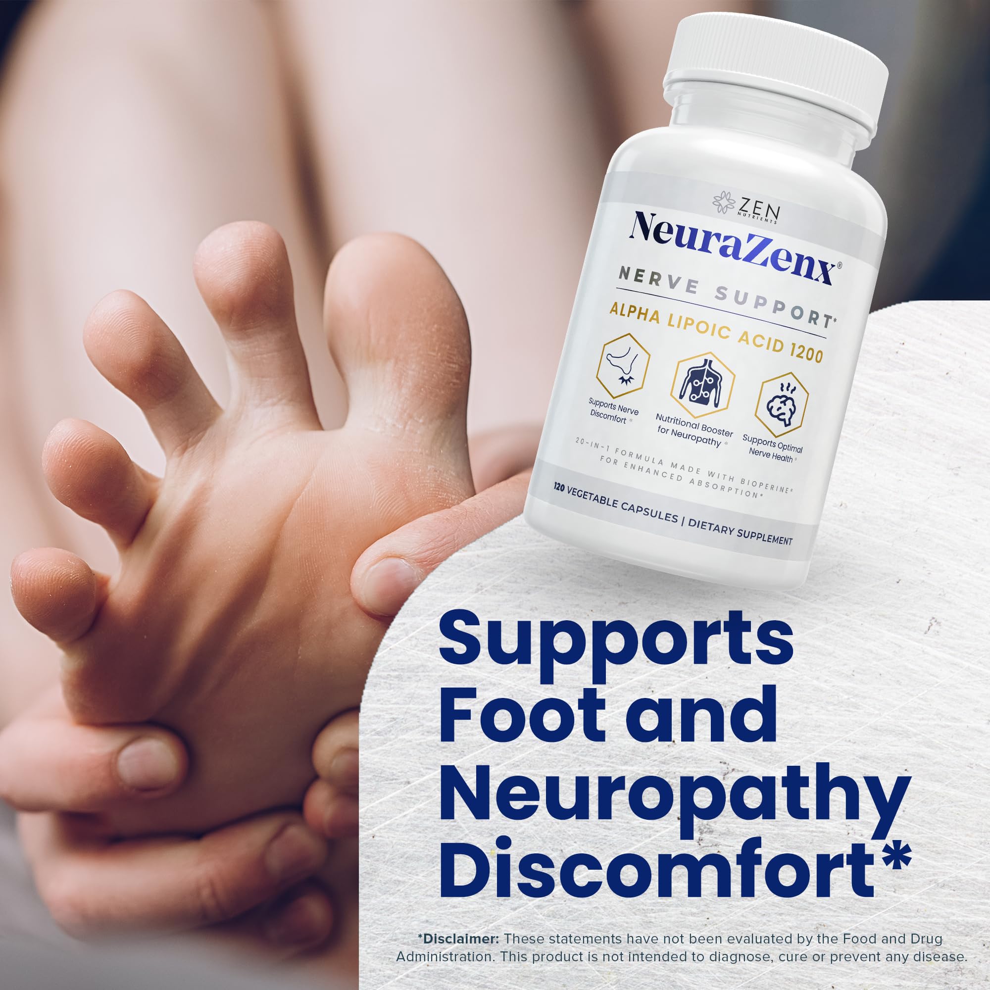 Foto 4 pulgar | Suplemento Zen Nutrients Neurazenx Nerve Support 1200 Mg De Ala - Venta Internacional.