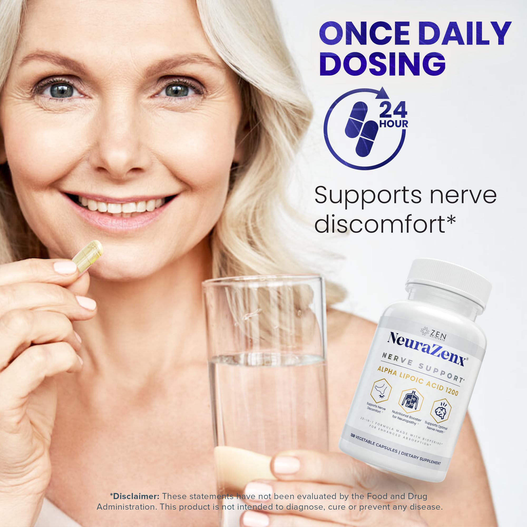 Foto 5 pulgar | Suplemento Zen Nutrients Neurazenx Nerve Support 1200 Mg De Ala - Venta Internacional.