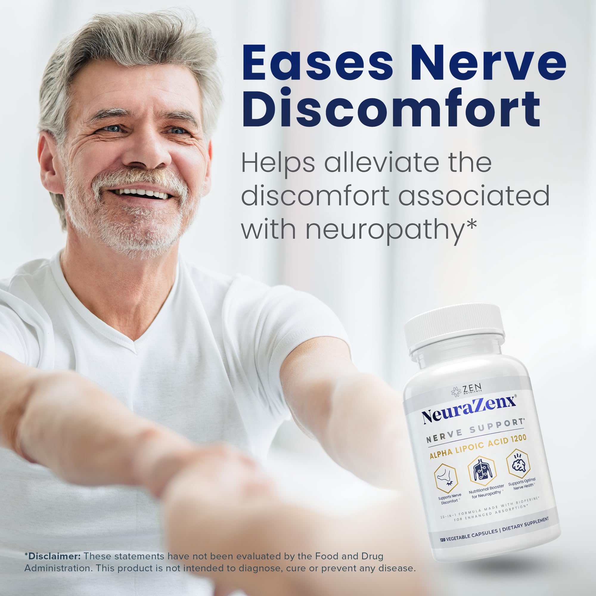 Foto 7 pulgar | Suplemento Zen Nutrients Neurazenx Nerve Support 1200 Mg De Ala - Venta Internacional.