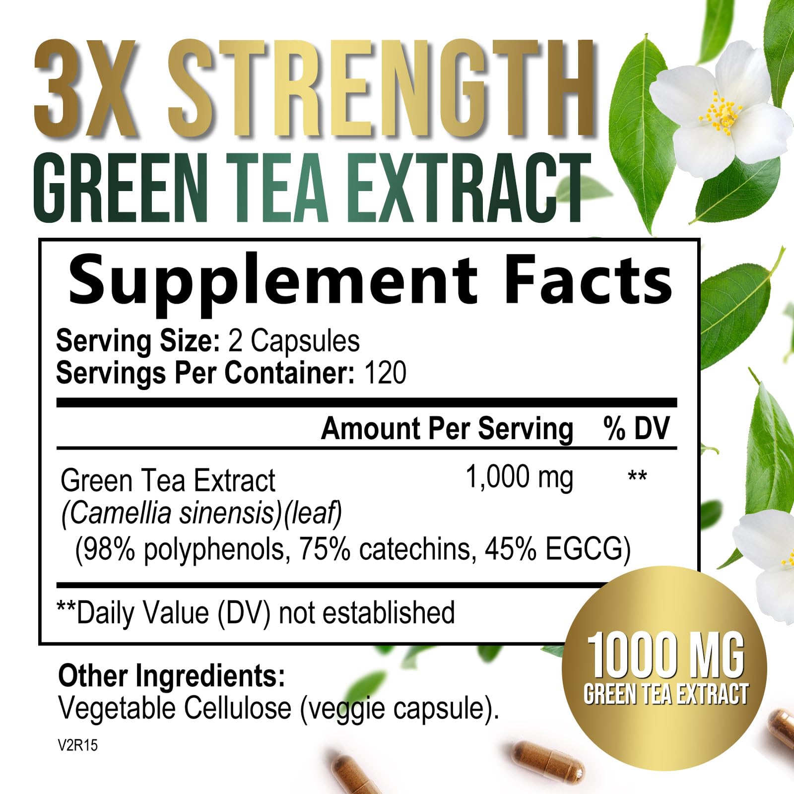 Foto 2 | Píldoras De Extracto De Té Verde Silveronyx 1000 Mg Con Egcg 240 Cápsulas - Venta Internacional.