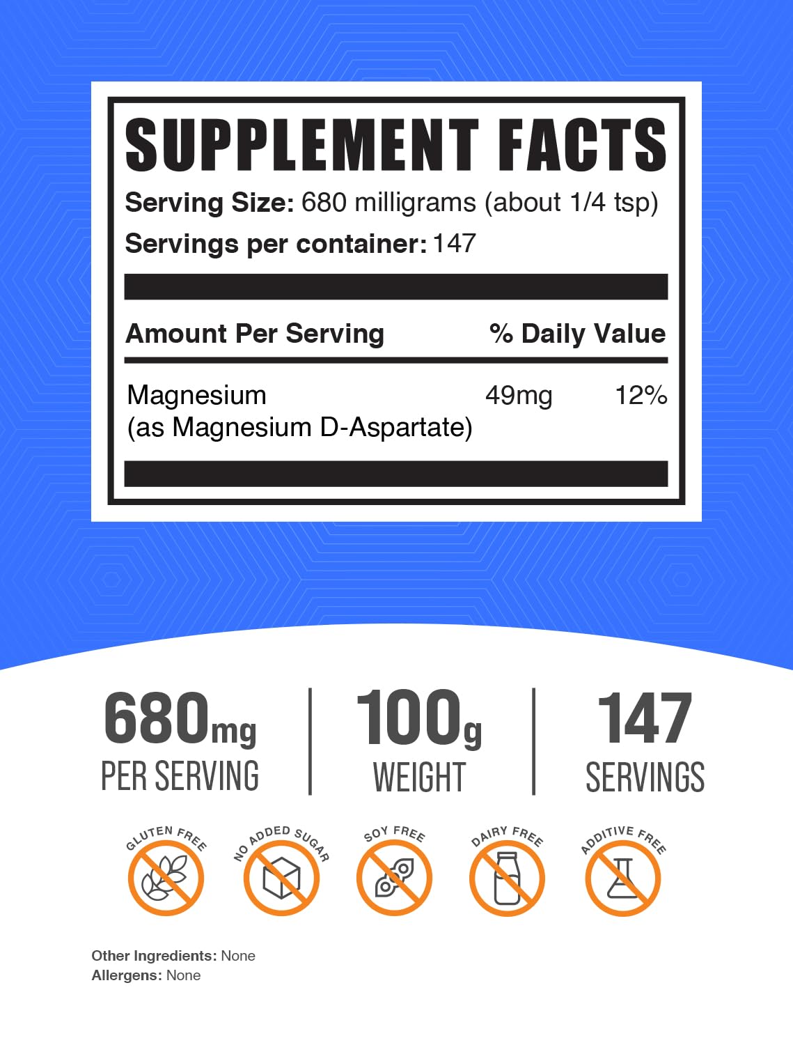 Foto 2 | Suplemento De Magnesio Bulksupplements.com Magnesio D-asparta - Venta Internacional.