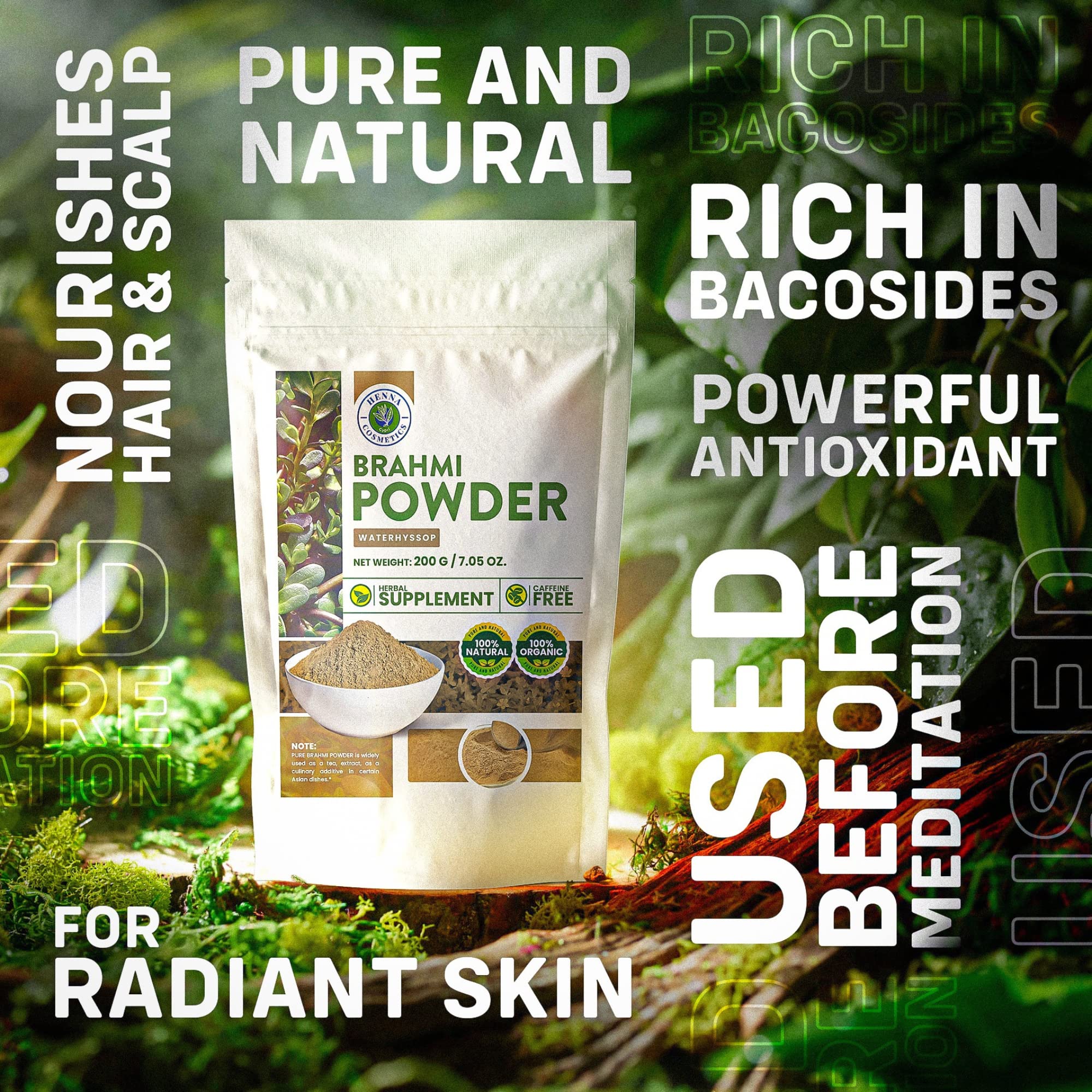 Foto 5 pulgar | Suplemento Herbal Henna Cosmetics Cypri Brahmi Powder 200 G - Venta Internacional.