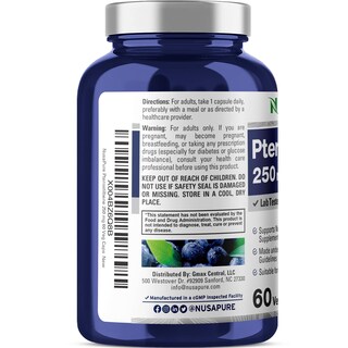 Foto 3 | Suplemento Nusapure De Pterostilbeno 250 Mg, 60 Cápsulas Vegetarianas - Venta Internacional.