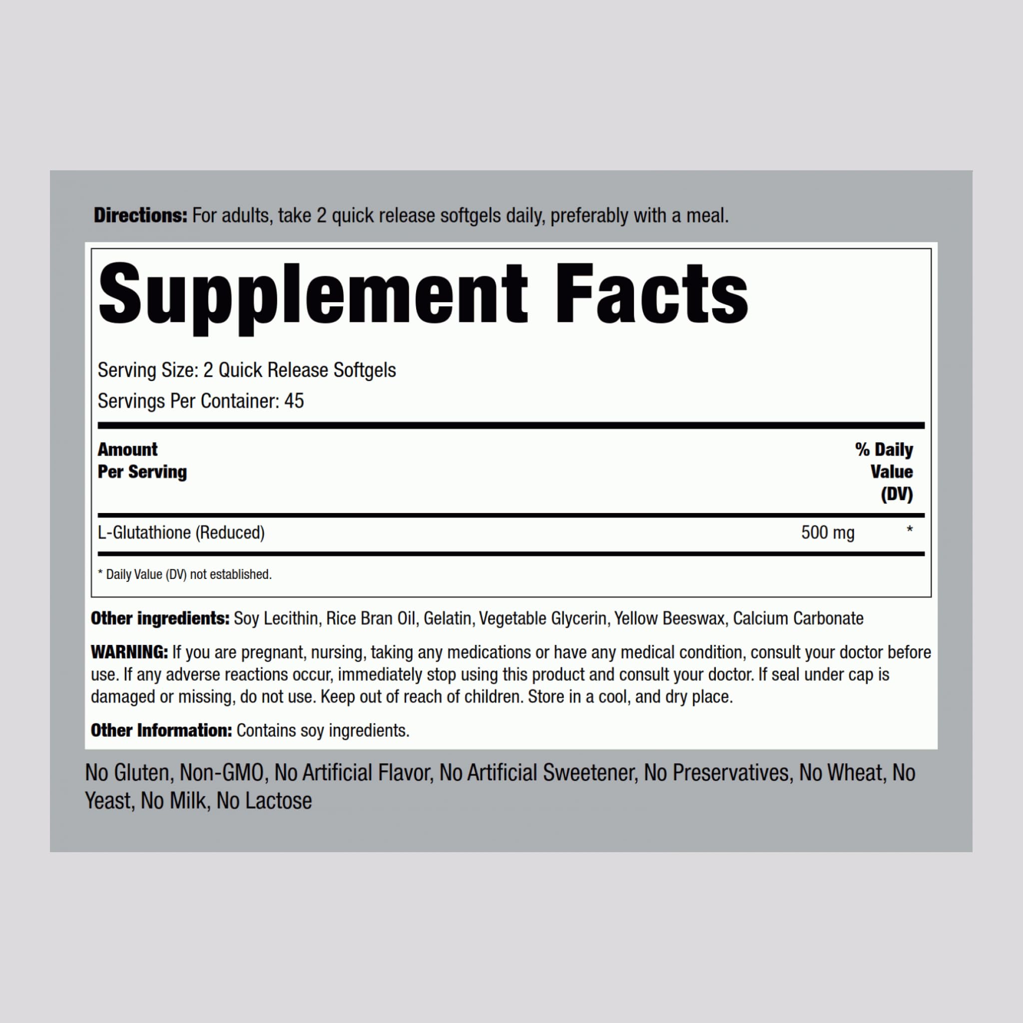 Foto 3 pulgar | Suplemento De Glutatión Liposomal Piping Rock, 500 Mg, 90 Cápsulas Blandas - Venta Internacional.