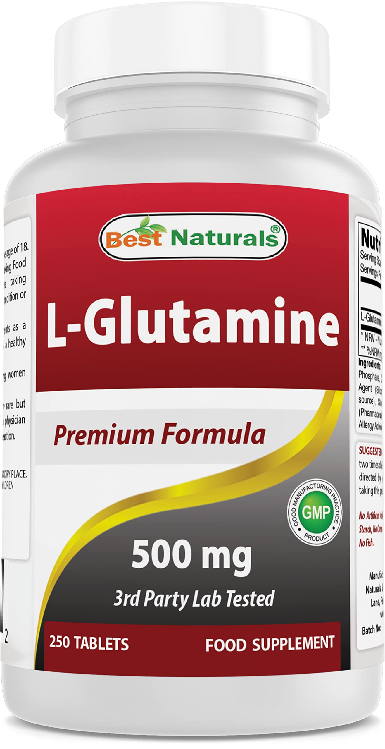 Foto 1 | Suplemento Best Naturals L-glutamina 500 Mg 250 Comprimidos - Venta Internacional.