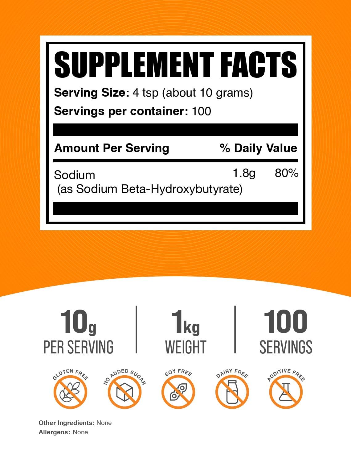Foto 3 pulgar | Suplemento Bulksupplements.com Sodio Bhb En Polvo, 1 Kg - Venta Internacional.