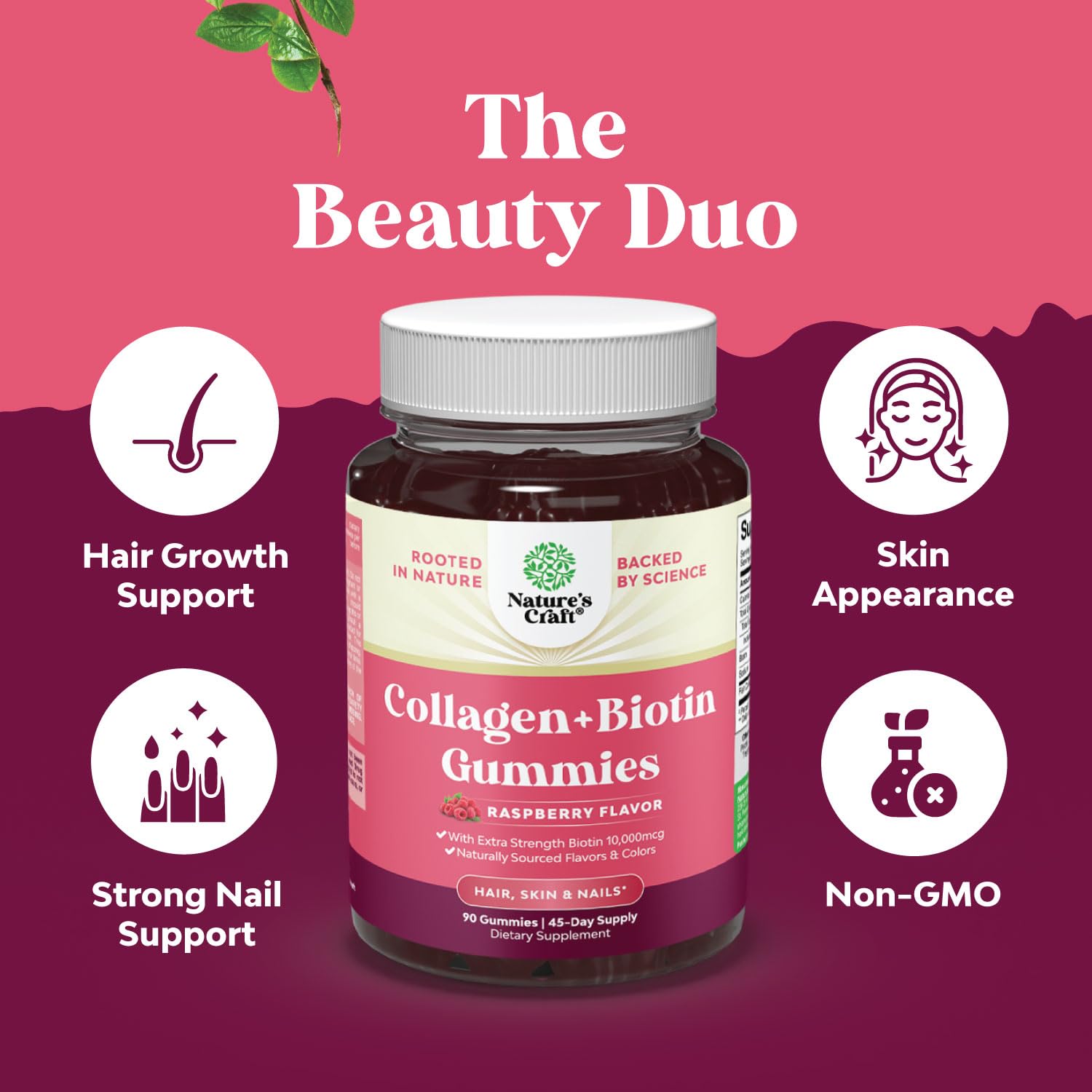 Foto 4 | Gomitas Supplement Natures Craft Para Cabello, Piel Y Uñas, Para Mujeres, 45 Días - Venta Internacional.