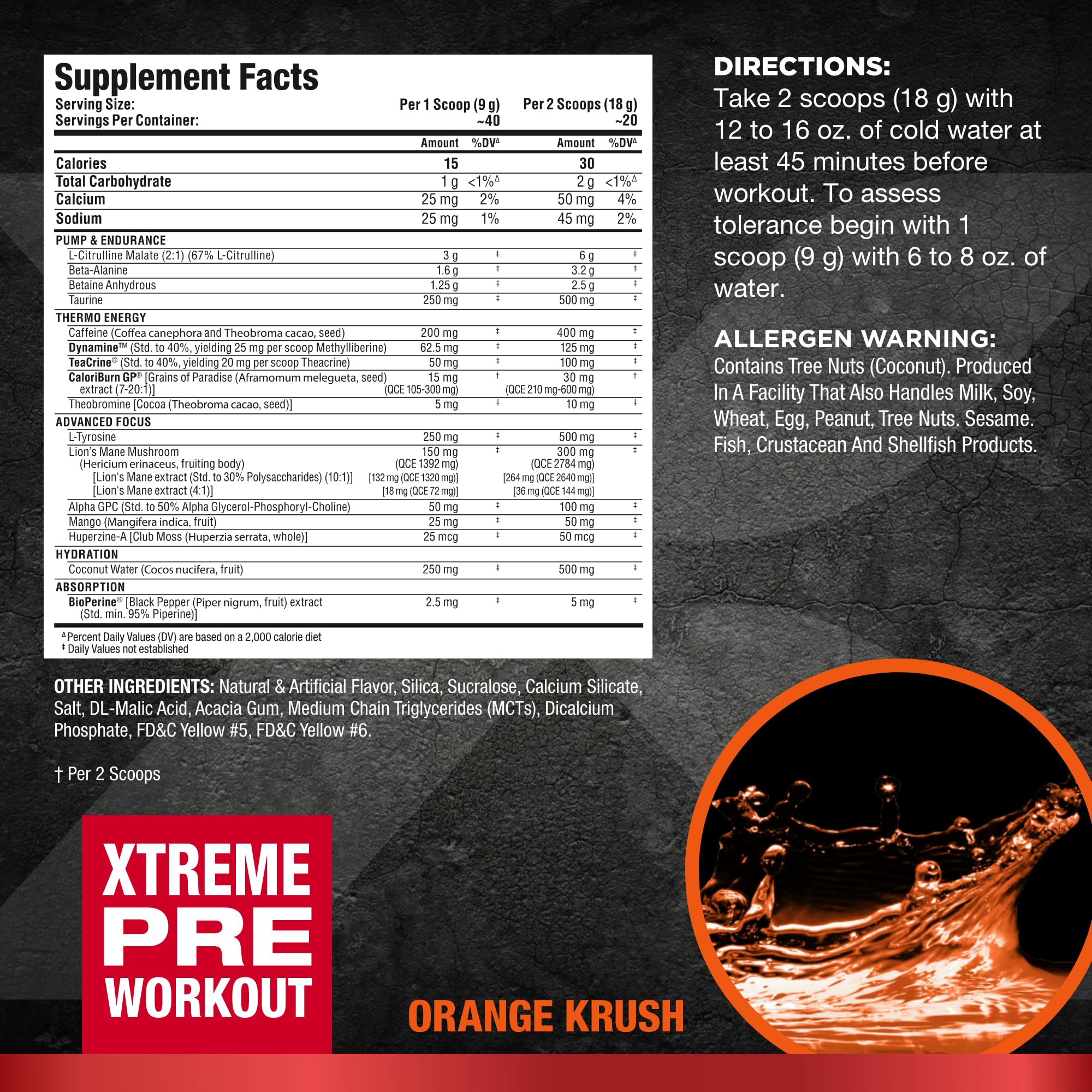 Foto 2 | Allmax Impact Igniter Xtreme Orange Crush 360 G Pre Entrenamiento - Venta Internacional