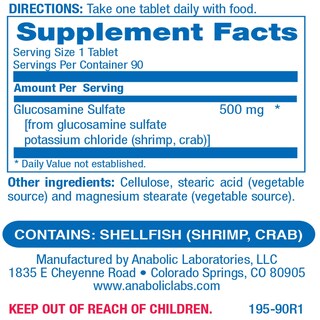 Foto 2 | Sulfato De Glucosamina Anabolic Laboratories 90 Tabletas-Venta Internacional