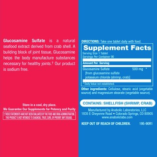 Foto 7 | Sulfato De Glucosamina Anabolic Laboratories 90 Tabletas-Venta Internacional