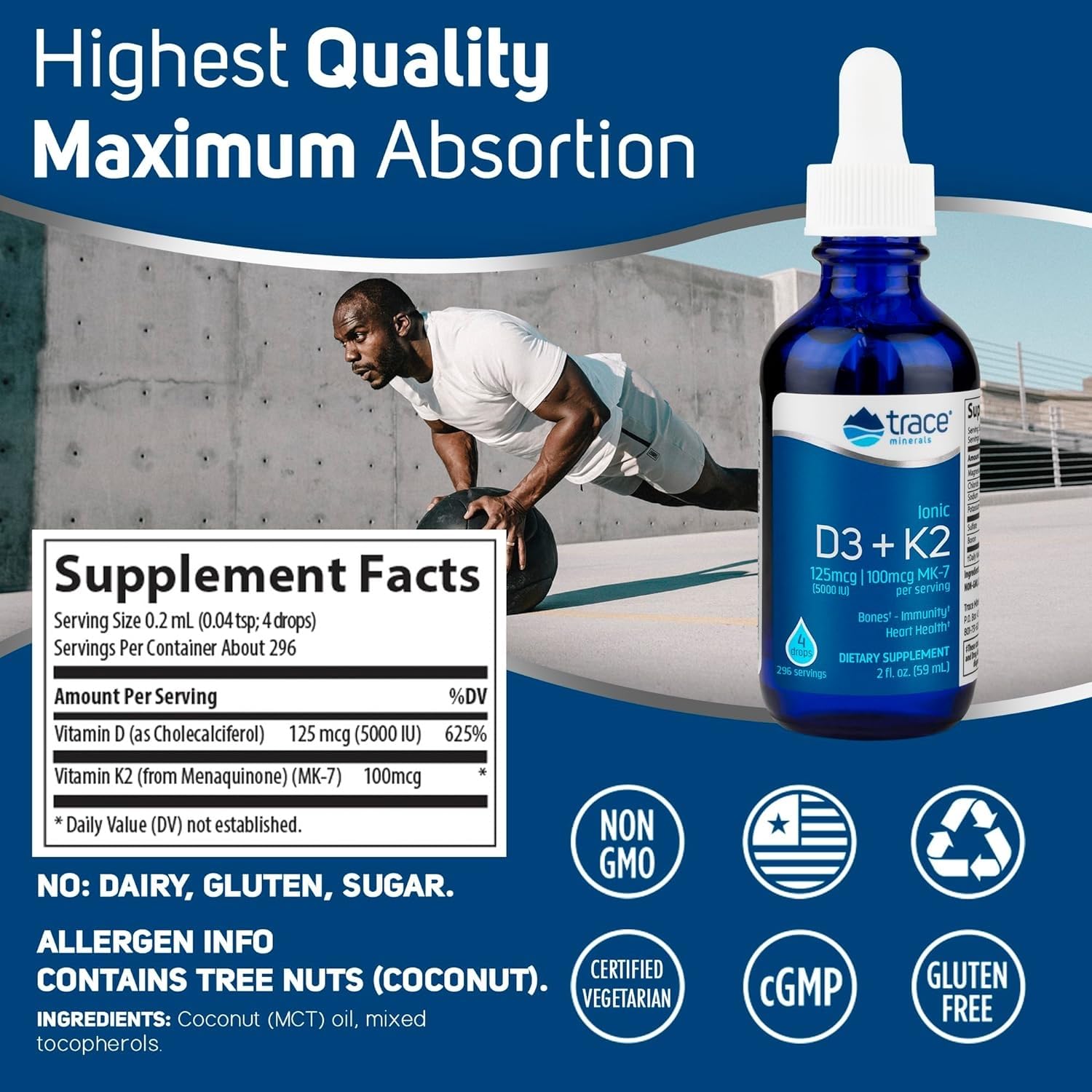 Foto 3 pulgar | Suplemento De Oligoelementos De Vitamina D3+ K2 Iónica Líquida, 60 Ml - Venta Internacional.