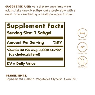 Foto 2 | Suplemento De Vitamina D3 Solgar 10 Mcg (400 Ui) 100 Cápsulas Blandas X2 - Venta Internacional.