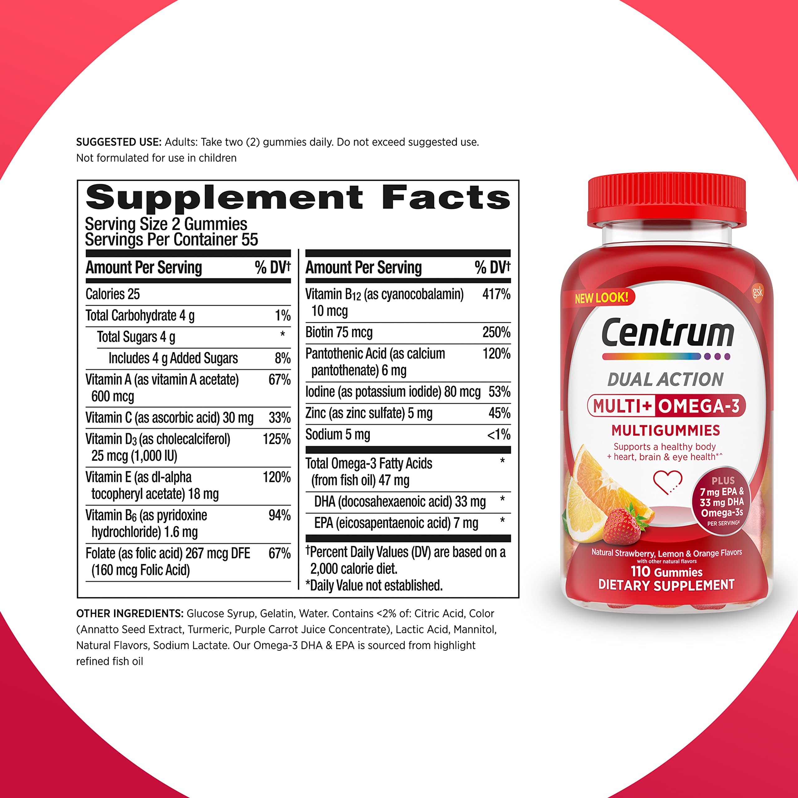 Foto 8 pulgar | Suplemento Centrum Multigummies Multi+ Omega 3 Para Adultos, 110 Unidades - Venta Internacional.