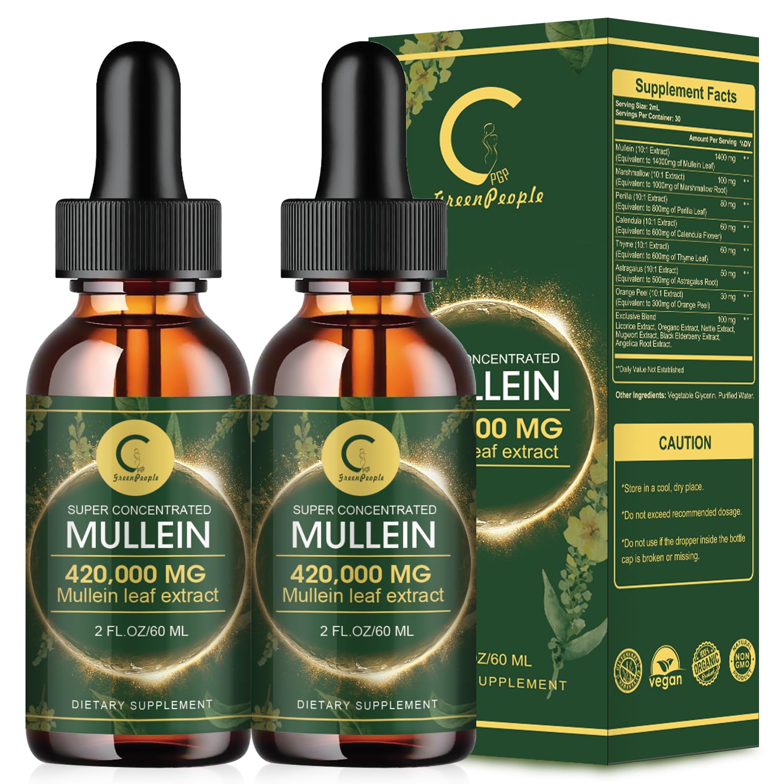 Foto 2 pulgar | Gotas De Gordolobo Para Pulmones (paquete De 2), Extracto De 14000 Mg, 120 Ml - Venta Internacional.