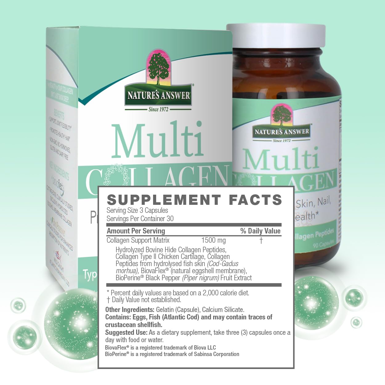 Foto 3 | Complementa Las Cápsulas De Colágeno Múltiple De Nature's Answer - Venta Internacional.