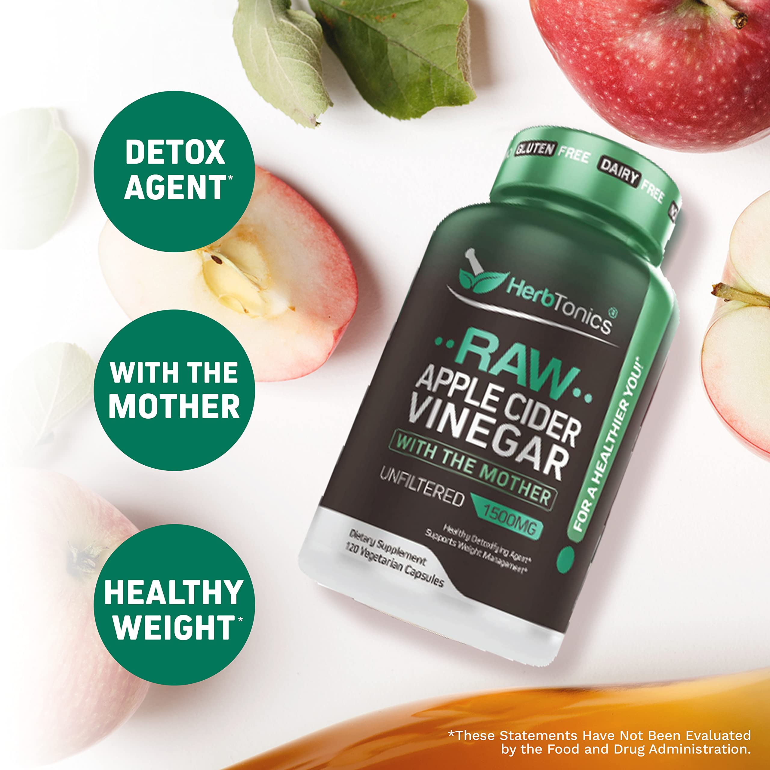 Foto 5 pulgar | Suplemento Herbtonics De Vinagre De Sidra De Manzana 1500 Mg 120 Cápsulas - Venta Internacional.