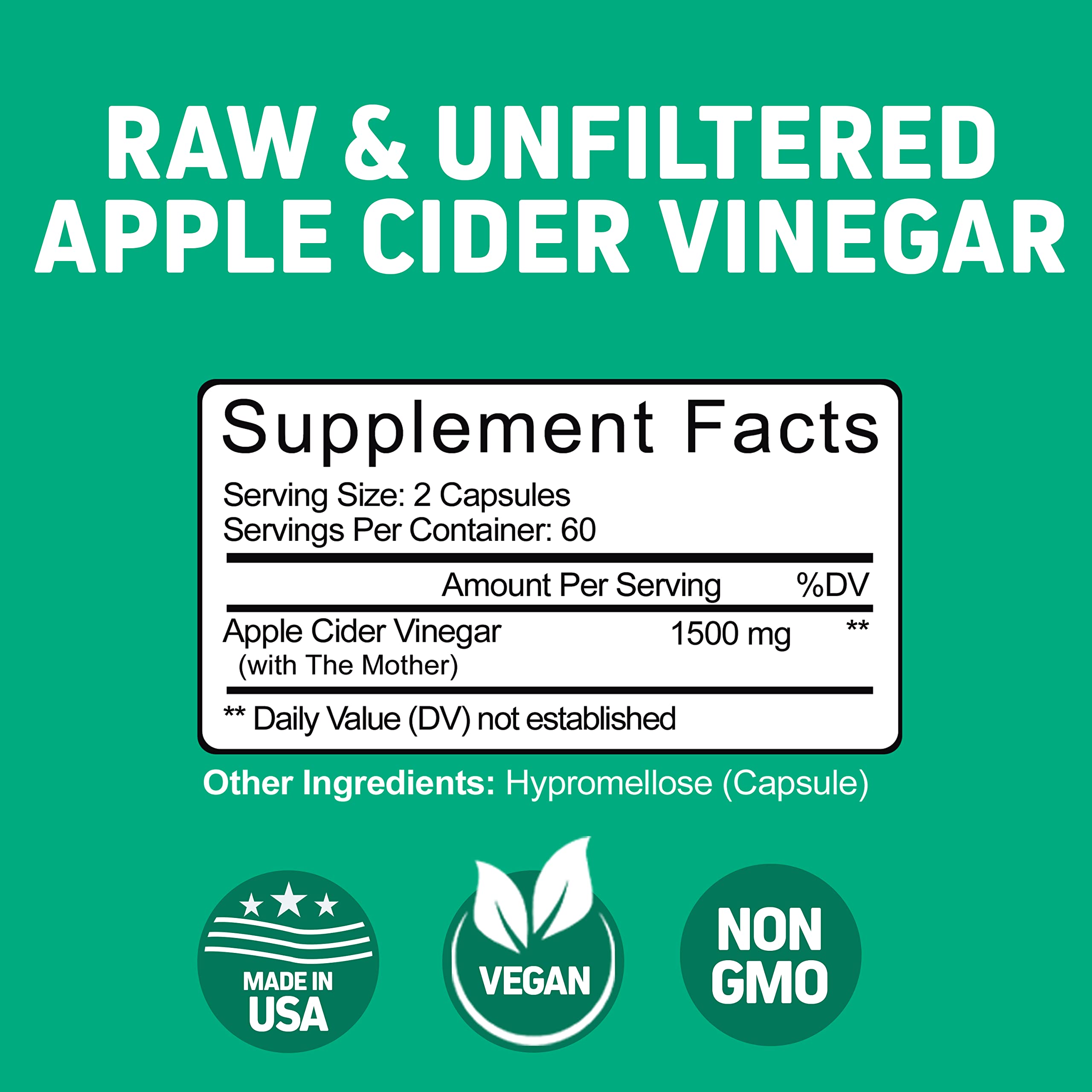 Foto 8 pulgar | Suplemento Herbtonics De Vinagre De Sidra De Manzana 1500 Mg 120 Cápsulas - Venta Internacional.